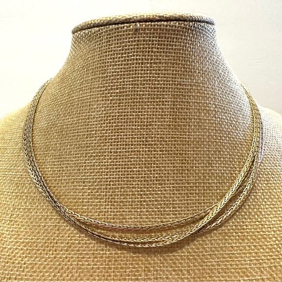 Lia Sophia Necklace gold tone triple strand chain w/ InfinitMe clasp - Picture 2 of 11